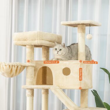 Високе котяче дерево 185,4 см з сизалем і плюшем (бежевий)