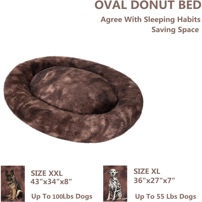 Ліжко для собак Coohom Donut, яке можна прати, XXL, коричневий