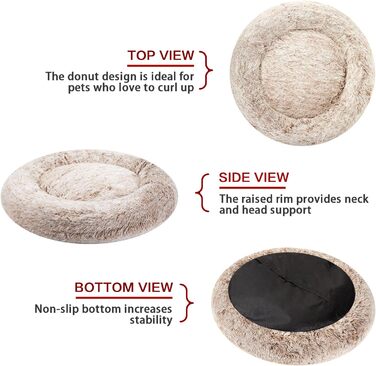 Ліжко для собак Bedfolks Donut, велике, пухнасте, коричневе