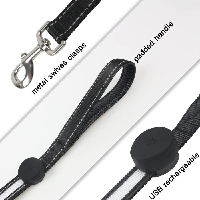 Світлодіодний повідець для собак Yacig USB, що змінює колір, безпечний вночі