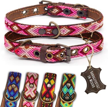 Нашийник для собак ALTEZAR шкіряний племінний синій/коричневий, розмір S