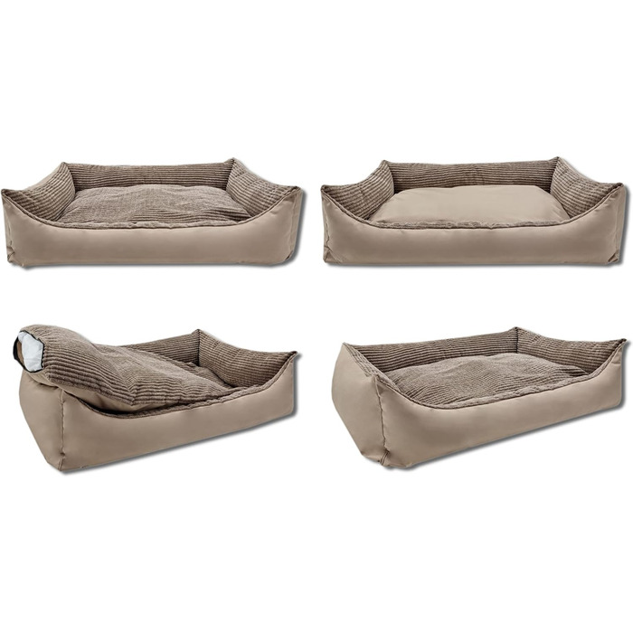 Велике ортопедичне ліжко для собак Odolplusz XXL з корду, бежеве, 100x70x19 см – ергономічний диван-подушка для великих порід