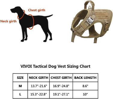 Тактична шлея для собак VIVOI K9, регульована, з гумовим покриттям, ручкою, світло-коричнева, розмір M