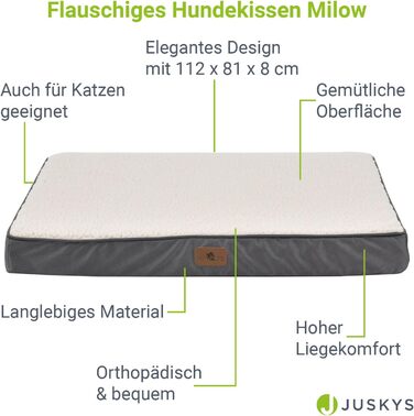 Ортопедичне ліжко для собаки Juskys Milow 112x81см, сіре