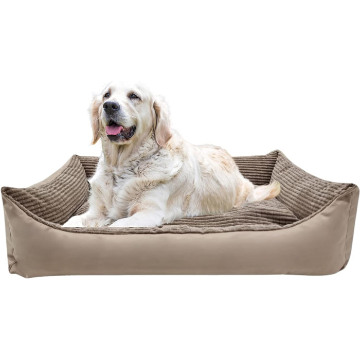 Велике ортопедичне ліжко для собак Odolplusz XXL з корду, бежеве, 100x70x19 см – ергономічний диван-подушка для великих порід