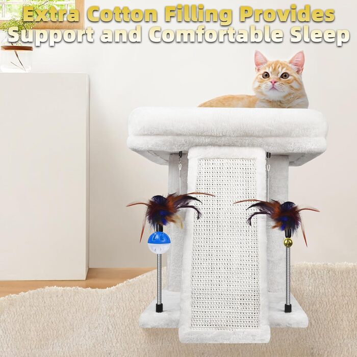 Вежа для котів Cat Tree Tower, з іграшкою (бежевий)