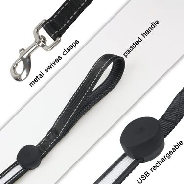 Світлодіодний повідець для собак Yacig USB, що змінює колір, безпечний вночі
