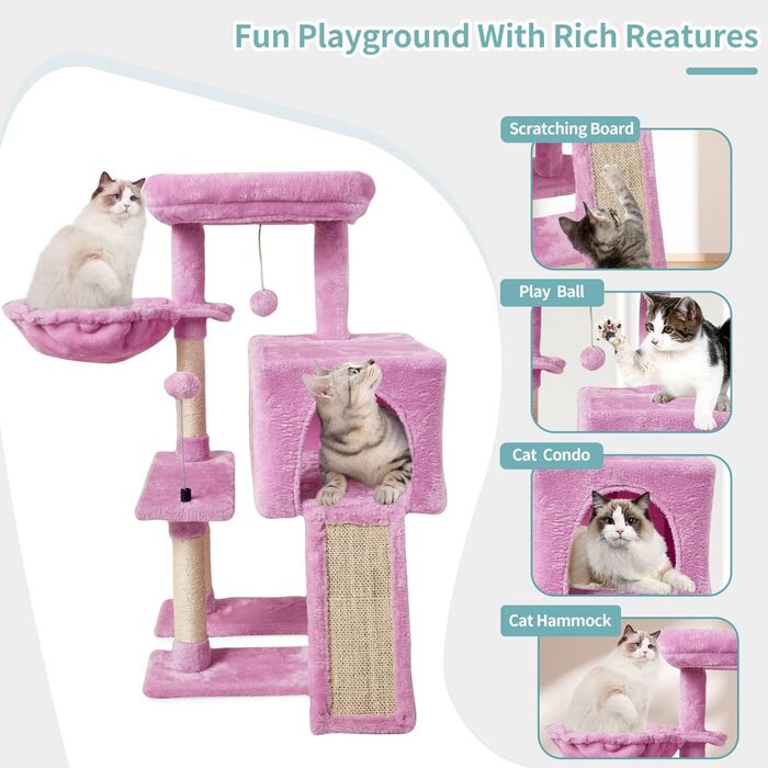 Вежа Cat Tree Tower рожевий з Cat Tree & Bed, 10