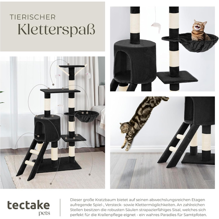 Кігтеточка tectake 144 см, сіра (Black No 401435)
