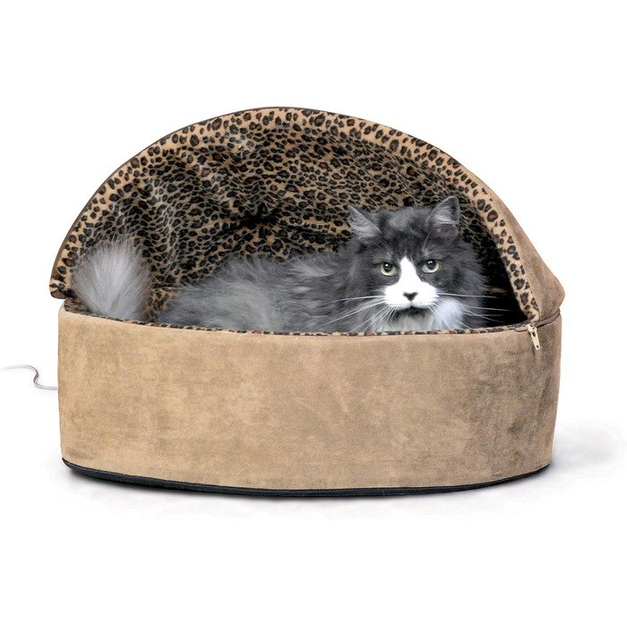 Ліжко K&H PET Thermo-Kitty Deluxe, світло-коричневе/леопардове