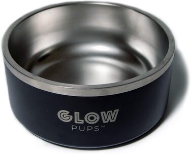 Миска для собак з нержавіючої сталі Glow Pups з подвійними стінками, 1,814 мл