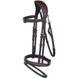 Анатомічна трензельна вуздечка Equiline BJ301, коб, коричнева