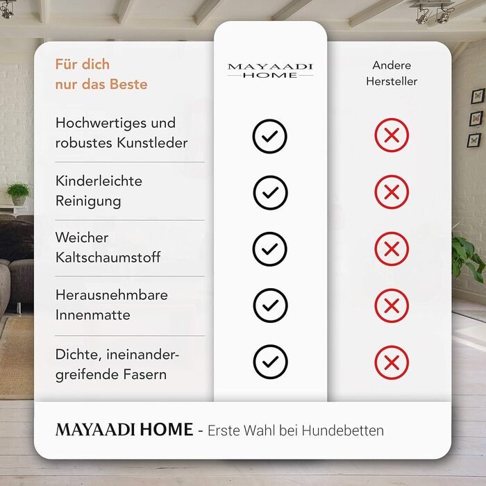 Ліжко для собаки Mayaadi Home 90x70 см Штучна шкіра чорна і біла
