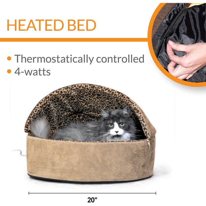 Ліжко K&H PET Thermo-Kitty Deluxe, світло-коричневе/леопардове
