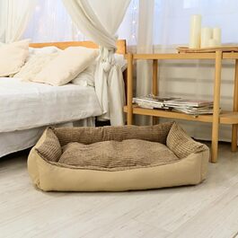 Велике ортопедичне ліжко для собак Odolplusz XXL з корду, бежеве, 100x70x19 см – ергономічний диван-подушка для великих порід