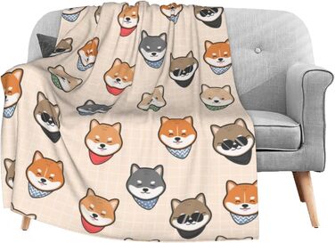 М'яка флісова ковдра FeHuew Shiba Inu, японська, 101×127 см, легка плед-фланель для дивану, ліжка, подорожей, кемпінгу, для дітей та дорослих