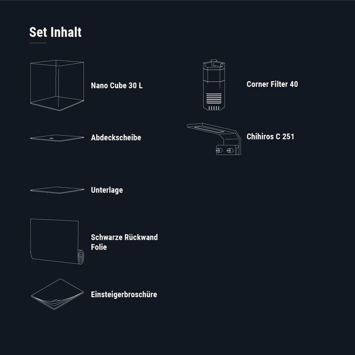 Dennerle Nano Cube Basic 30 л – Міні-акваріум із заокругленим переднім склом