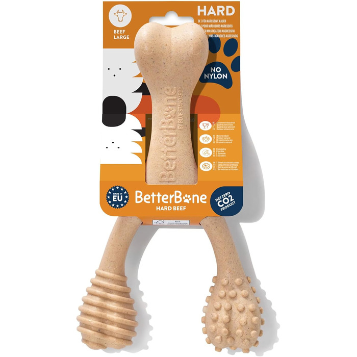 BetterBone – іграшка для собак для жування, велика, надміцна, зі смаком яловичини, безпечна, нейлонова, без ГМО, на основі целюлози, довговічна, не кришиться