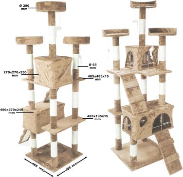 Кігтеточка Wiltec 170 см, Сизаль, Платформи, бежева