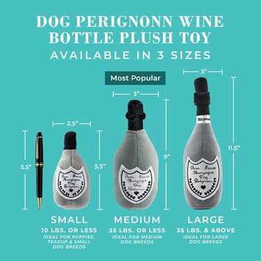 Іграшка для собак Haute Diggity Dog Champagner Dog Perignonn, плюшева, з пищалкою, дизайнерська, стимулююча, безпечні та машинне прання, для всіх порід