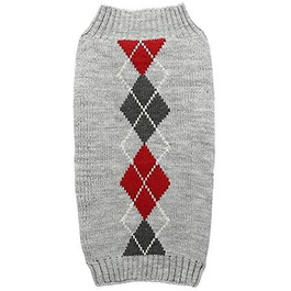 Светр для собаки, візерунок Argyle, сірий, для маленьких собак