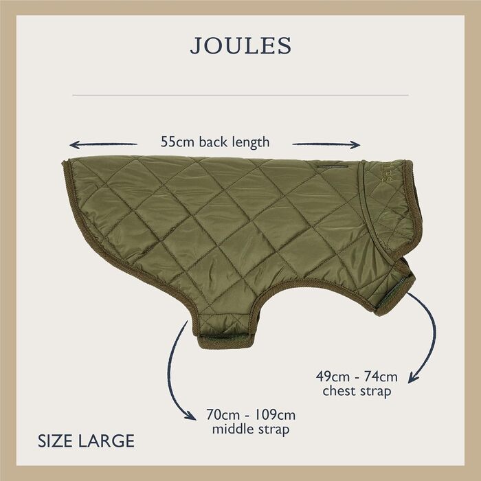 Зимове стьобане пальто Rosewood x Joules Khaki для великих собак