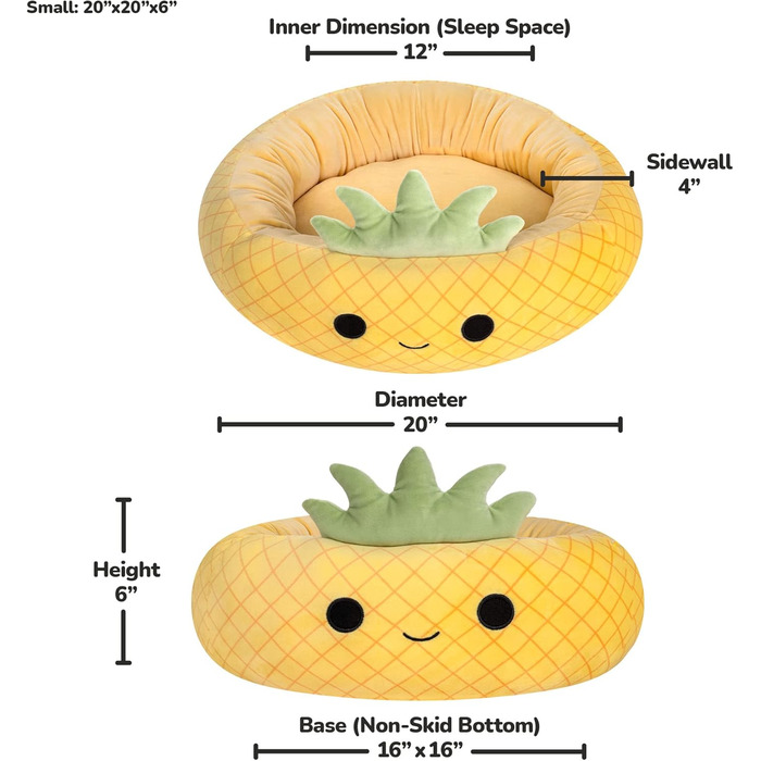 Лежанка для домашніх тварин Squishmallow Maui Pineapple 50 см, плюшева