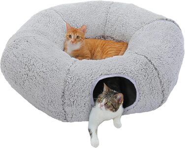 Котячий тунель з ліжком, можна мити, сірий