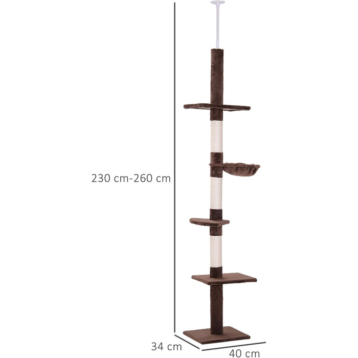 Стеля PawHut з регулюванням висоти Cat Tree Brown