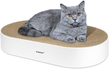Овальний кігтеточка-лежак для котів з котячою м'ятою, 63×35×10 см, дизайнерська картонна когтеточка-мат, з боксом Home Clean