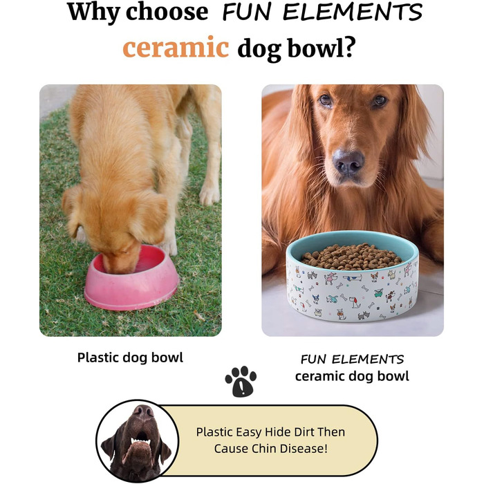 Керамічна миска для собак Fun Elements, 200 мл, чорна