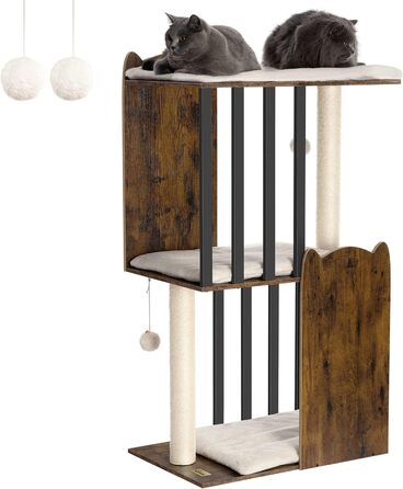 Х ярусна кігтеточка FourFurPets, 111 см, вінтажна коричнева, 3-