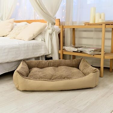 Велике ортопедичне ліжко для собак Odolplusz XXL з корду, бежеве, 100x70x19 см – ергономічний диван-подушка для великих порід