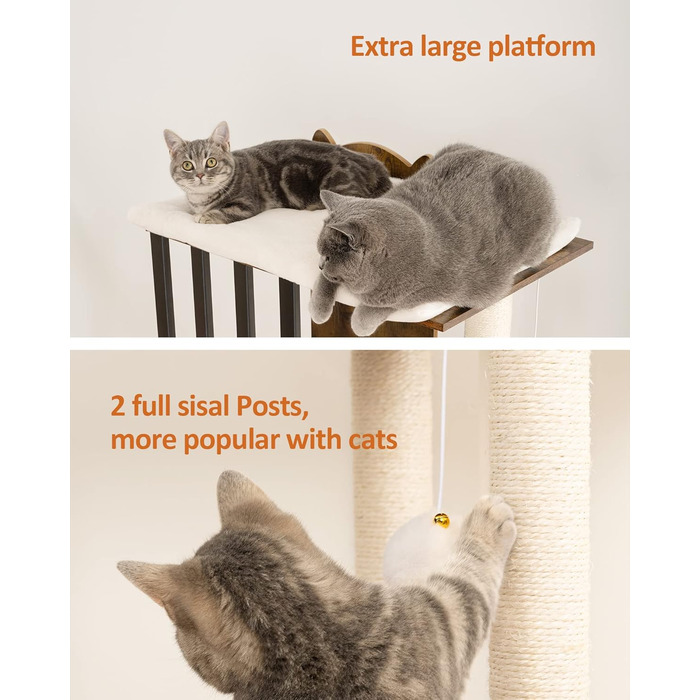 Х ярусна кігтеточка FourFurPets, 111 см, вінтажна коричнева, 3-