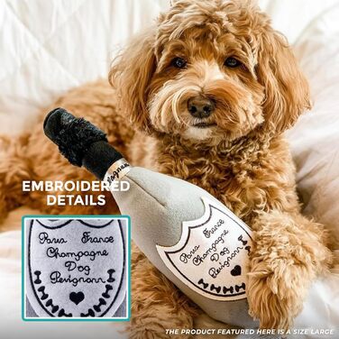 Іграшка для собак Haute Diggity Dog Champagner Dog Perignonn, плюшева, з пищалкою, дизайнерська, стимулююча, безпечні та машинне прання, для всіх порід