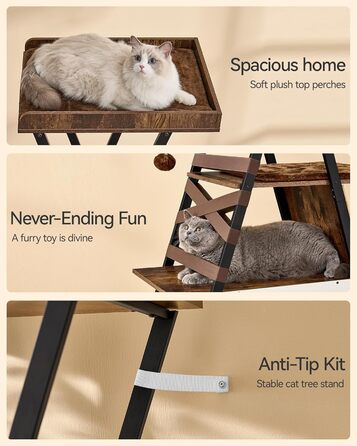 Х ярусна кігтеточка FourFurPets, 111 см, вінтажна коричнева, 3-