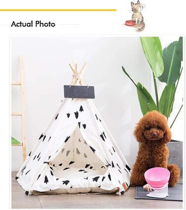 Намет для домашніх тварин Sunnykud Teepee з подушкою, знімний, M, білий