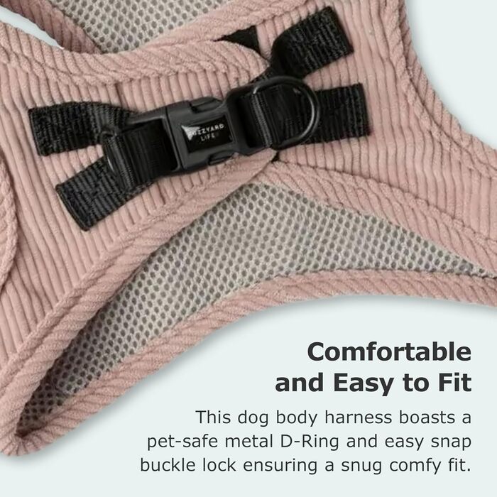 Шлея для собак FuzzYard Life Corduroy XXS, стильний преміум-дизайн з м’якого вельвету кольору руж, для щоденних прогулянок