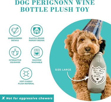 Іграшка для собак Haute Diggity Dog Champagner Dog Perignonn, плюшева, з пищалкою, дизайнерська, стимулююча, безпечні та машинне прання, для всіх порід