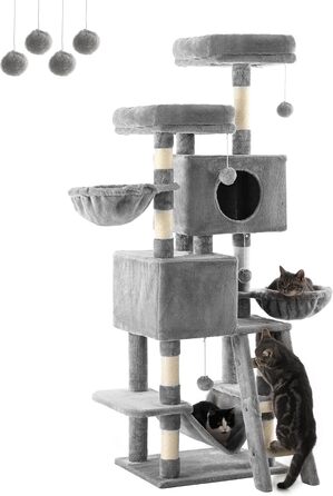 Кігтеточка FourFurPets 160 см, світло-сіра, з аксесуарами