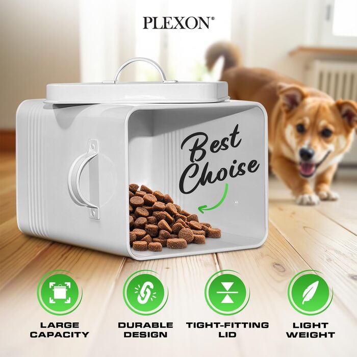 Герметичний контейнер для зберігання корму для собак Plexon, білий