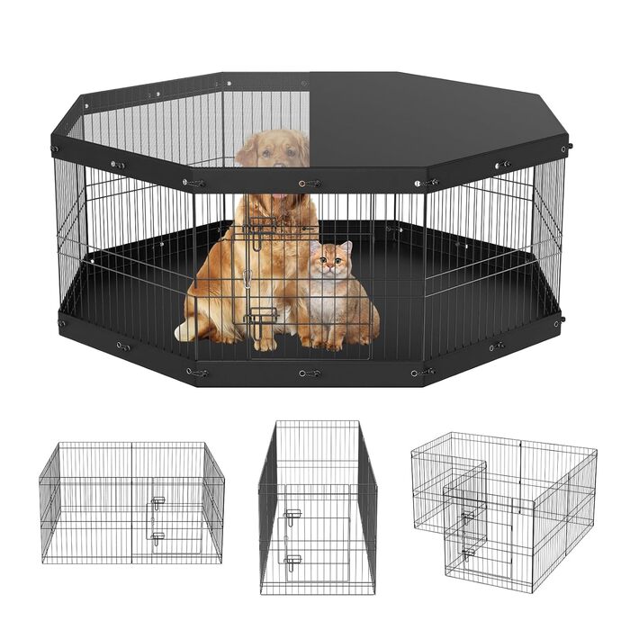 Манеж VEVOR Puppy 61см, 8 панелей з килимком