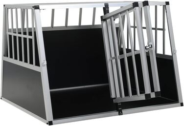 Транспортний бокс для собак vidaXL, подвійні двері, 94x69x88 см, клітка для перевезення, металева, для подорожей