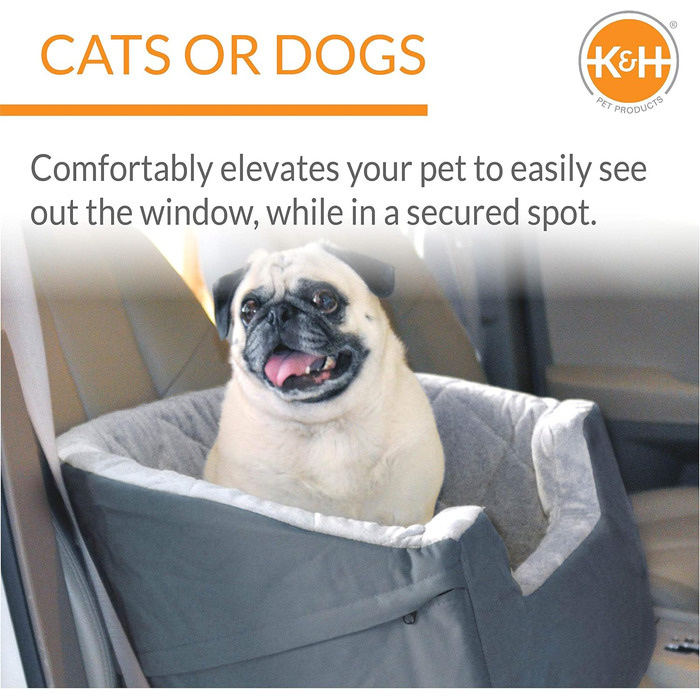 Портативне автокрісло для дрібних домашніх тварин K&H Pet, сіре
