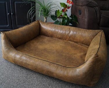 Ортопедичний диван для собак Замшевий вигляд (115x95, бурштин)