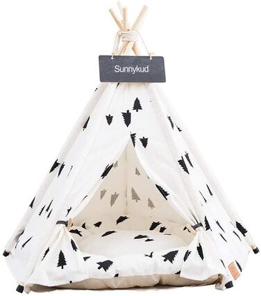 Намет для домашніх тварин Sunnykud Teepee з подушкою, знімний, M, білий