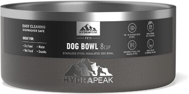 Миска для собак Hydrapeak, нековзна, з нержавіючої сталі, для води та корму, для великих і малих собак, 907 мл / 1,8 л, графіт