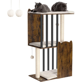 Х ярусна кігтеточка FourFurPets, 111 см, вінтажна коричнева, 3-