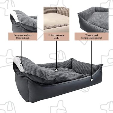 Odolplusz XXL Ліжко для великих собак, ергономічний диван для собак із кордура, графіт, 100x70x19 см