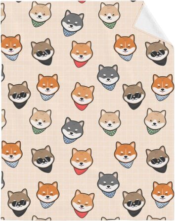М'яка флісова ковдра FeHuew Shiba Inu, японська, 101×127 см, легка плед-фланель для дивану, ліжка, подорожей, кемпінгу, для дітей та дорослих